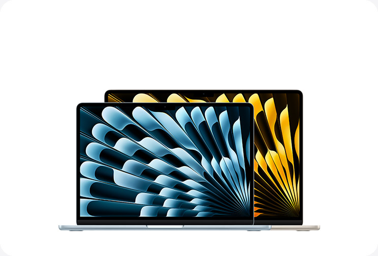 两台不同尺寸的 MacBook Air 正面展示
